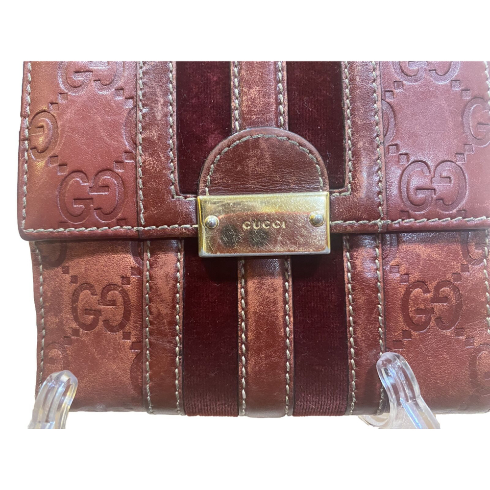 GUCCI WALLET  SIMA LEATHER/SUEDE BORDEAUX UNISEX